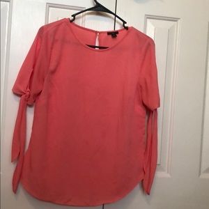 Coral Lightweight Blouse with Tie Sleeve Detail
